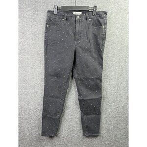 Madewell Womens 10" High-Rise Skinny Jeans Black Polka Dot Size 31 Stretch casua